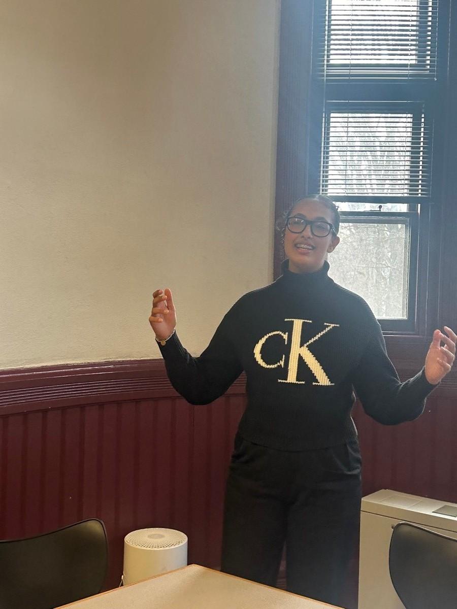A student practicing debate speeches before team tryouts
